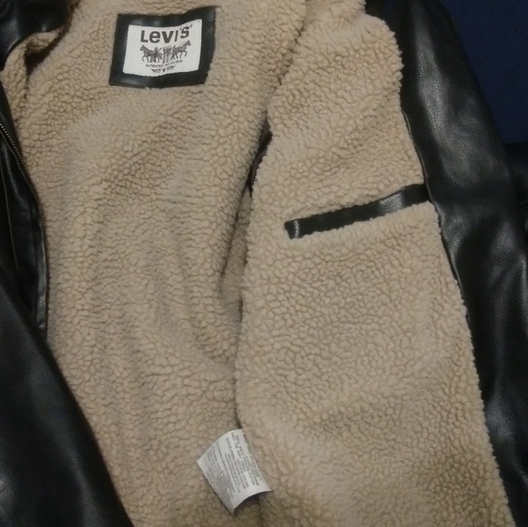 Brown leather Levis sherpa jacket - Picture 3 of 5